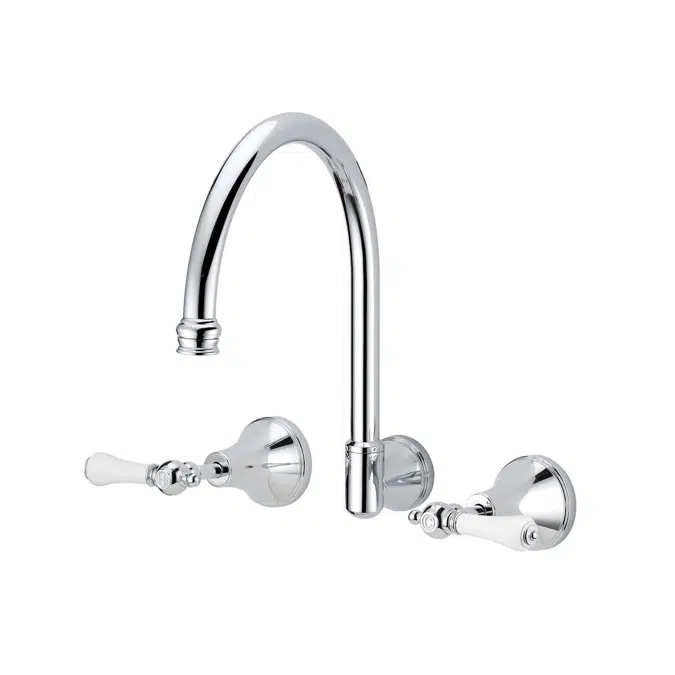 Kado Era Chrome Wall Sink Set Lever Porcelain Handle 9507651
