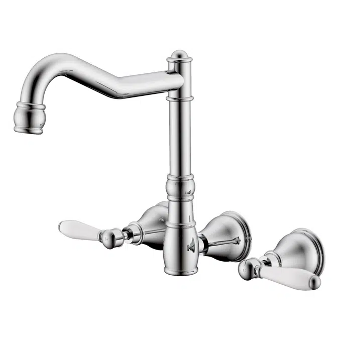 Milli Voir Chrome Porcelain Handles Wall Sink Set 2265314