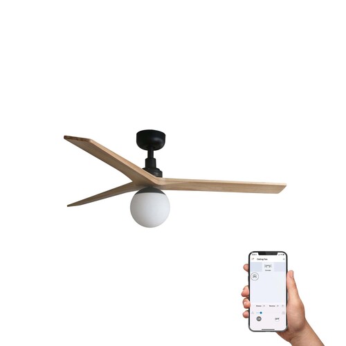 KLIM M Ceiling fan siyah/pine E27 TUYA