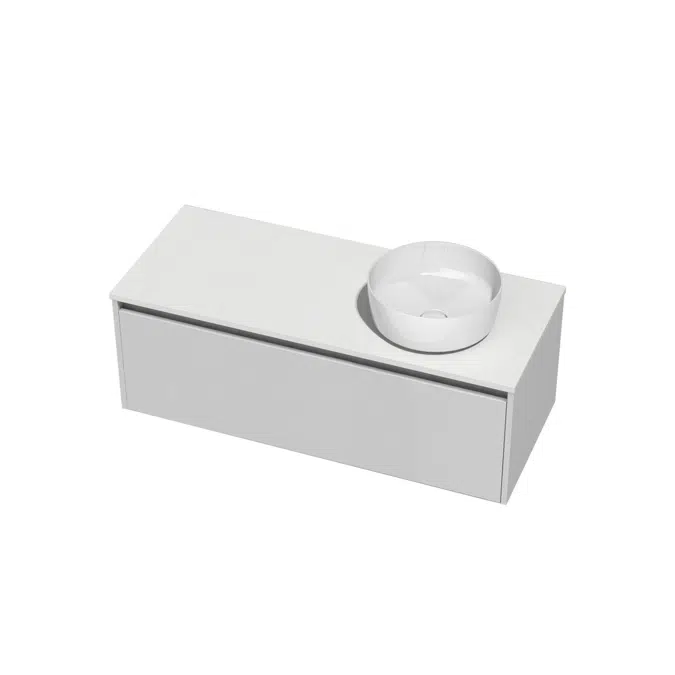 1200mm Right 1 Drawer Cherry Pie White 370mm Round Basin Wall Vanity 9509334