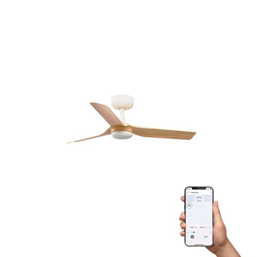 MINI PUNT S Ceiling fan beyaz/maple TUYA