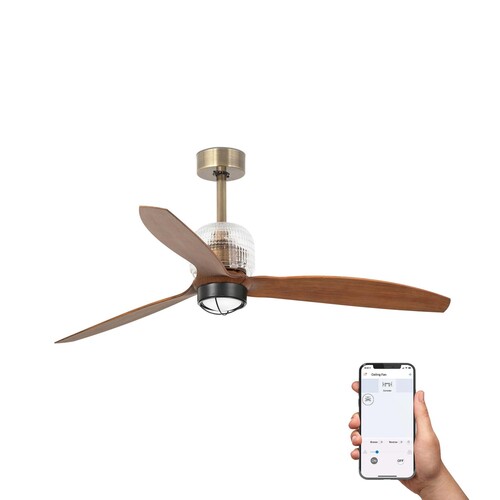 DECO fan M Ceiling fan aged altın/ceviz 3000K TUYA