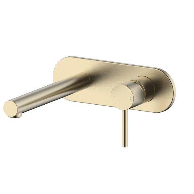 Mizu Drift Wall Basin / Bath Mixer Set with Straight Spout Kit Brushed Brass 2267391