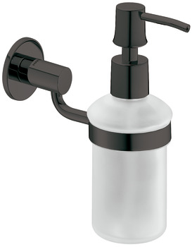 Soap dispenser with holder, With satin frosted glass, round - 980.60.793