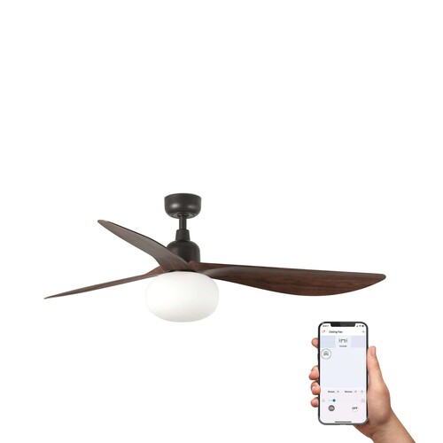 OUTWOOD L Ceiling fan brown/walnut IP44 E27 TUYA