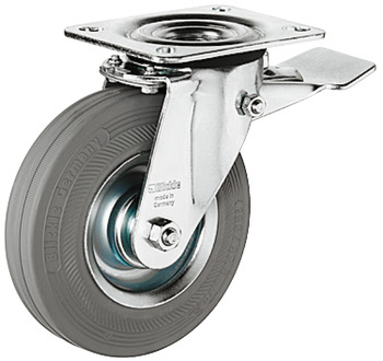 Swivel castor with soft running surface and brake - 670.03.555