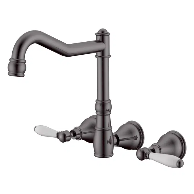 Milli Voir Brushed Gunmetal Porcelain Handles Wall Sink Set 2265558