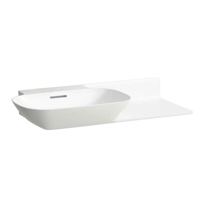 Ino 900mm White Wall Basin Shelf Left Bowl No Taphole with Overflow 9508221