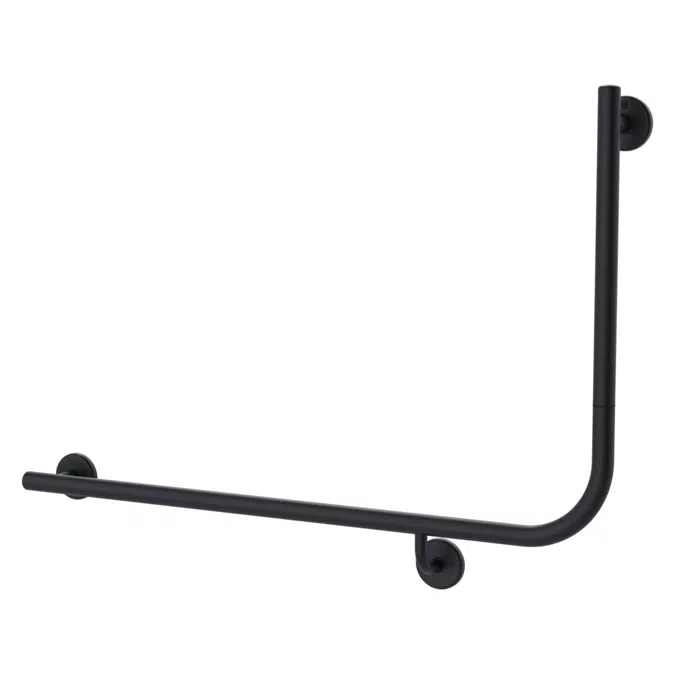 Mizu Drift Matte Black Modular Left Hand Toilet Grab Rail 935 x 600 x 90 Degree 2266543