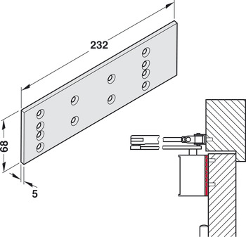 Mounting plate, for TS 71 and TS 72, Dorma - 931.06.259