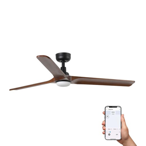 HEYWOOD L LED Ceiling fan black/walnut 10W SWT TUYA