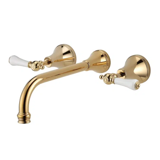 Kado Era Brass Gold Wall Bath Set 250mm Lever Porcelain Handle 9507595