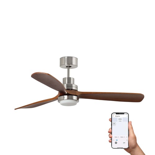 LANTAU XL LED Ceiling fan nikel mat/ceviz 3000K TUYA