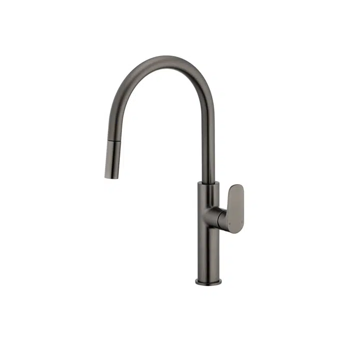 Mizu Silk Brushed Gunmetal Pull Out Gooseneck Sink Mixer 2 Functions 2265812