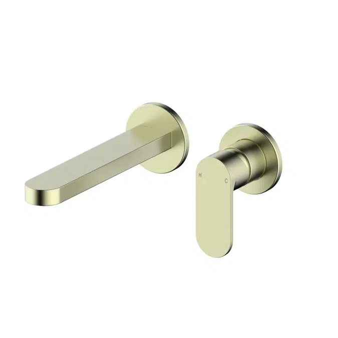 Mizu Soothe MK2 Brushed Brass Wall Basin/Bath Mixer Set 2 Piece Kit 9512399