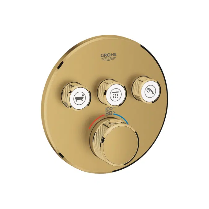 Smart Control Concealed Thermostat 3 Button Round Brushed Cool Sunrise 9510728