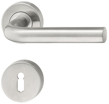 Door handle set, stainless steel, L-shape, rose - 902.91.078