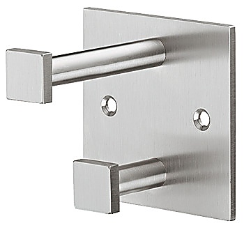 Wardrobe hook, Stainless steel, with 2 hooks, square rose - 844.71.002