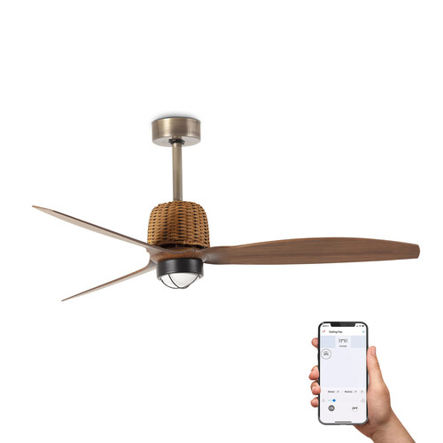WEAVER M LED Old gold/walnut fan 3000K TUYA