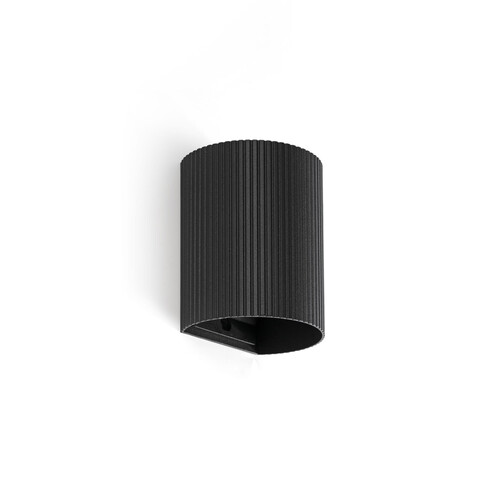 SOLE Black round wall lamp fluted