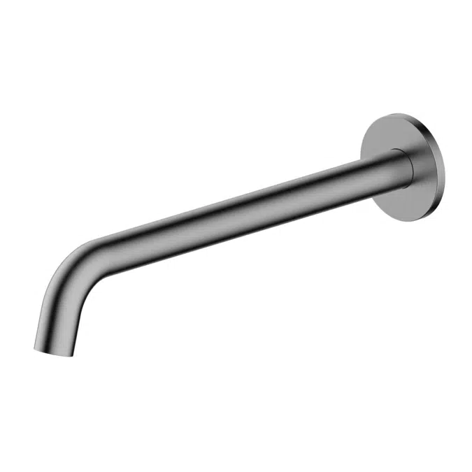 Mizu Drift Brushed Gunmetal Wall Basin/Bath Outlet Curve Spout 300mm 2267272