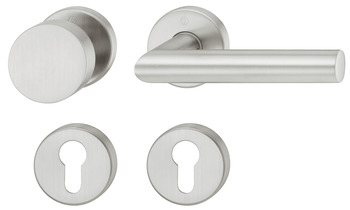 Door handle set, Stainless steel, Hoppe, Amsterdam E1400Z/42KV/42KVS - 902.95.710