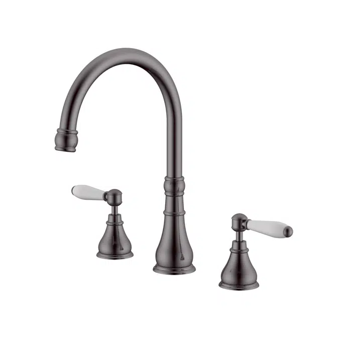 Milli Voir Brushed Gunmetal Porcelain Handles Sink Set 2265548