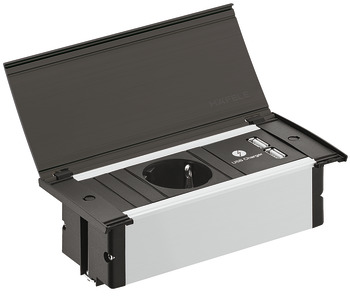 Socket element, With designer cover, socket and USB charging station - 822.92.360