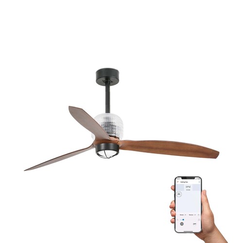 DECO FAN M Ceiling fan black/walnut 3000K TUYA