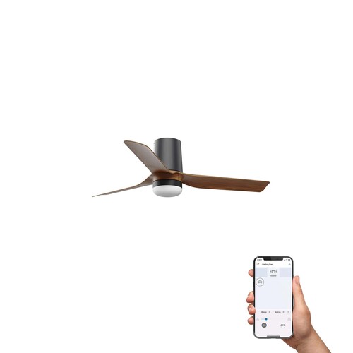 MINI PUNT TUB S LED Ceiling fan black/walnut 10W SWT TUYA