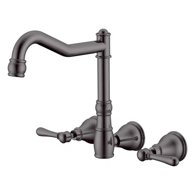 Milli Voir Brushed Gunmetal Lever Handles Wall Sink Set 2265557