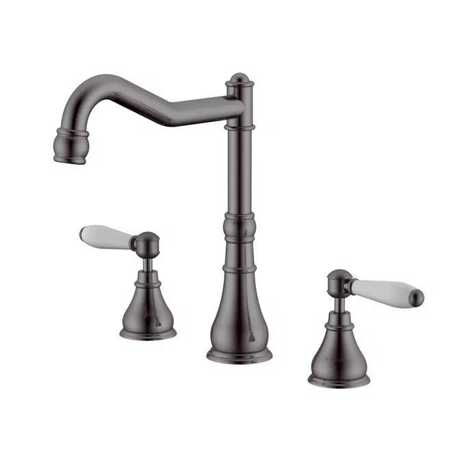 Milli Voir Brushed Gunmetal Porcelain Handles Sink Set 2265552