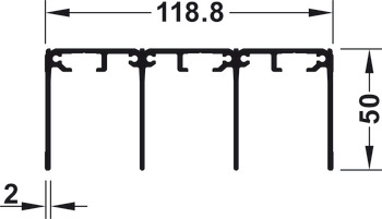 Üçlü üst kılavuz ray, Üst, vida sabitleme için, yükseklik 60 mm - 403.62.346