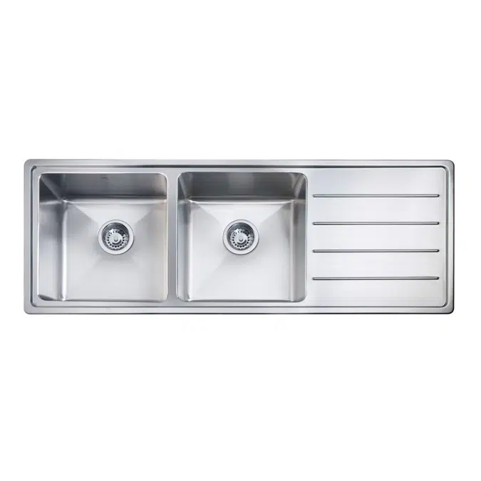 Memo Hugo Double Bowl Sink Left Hand with Drainer Stainless Steel V2 2403003