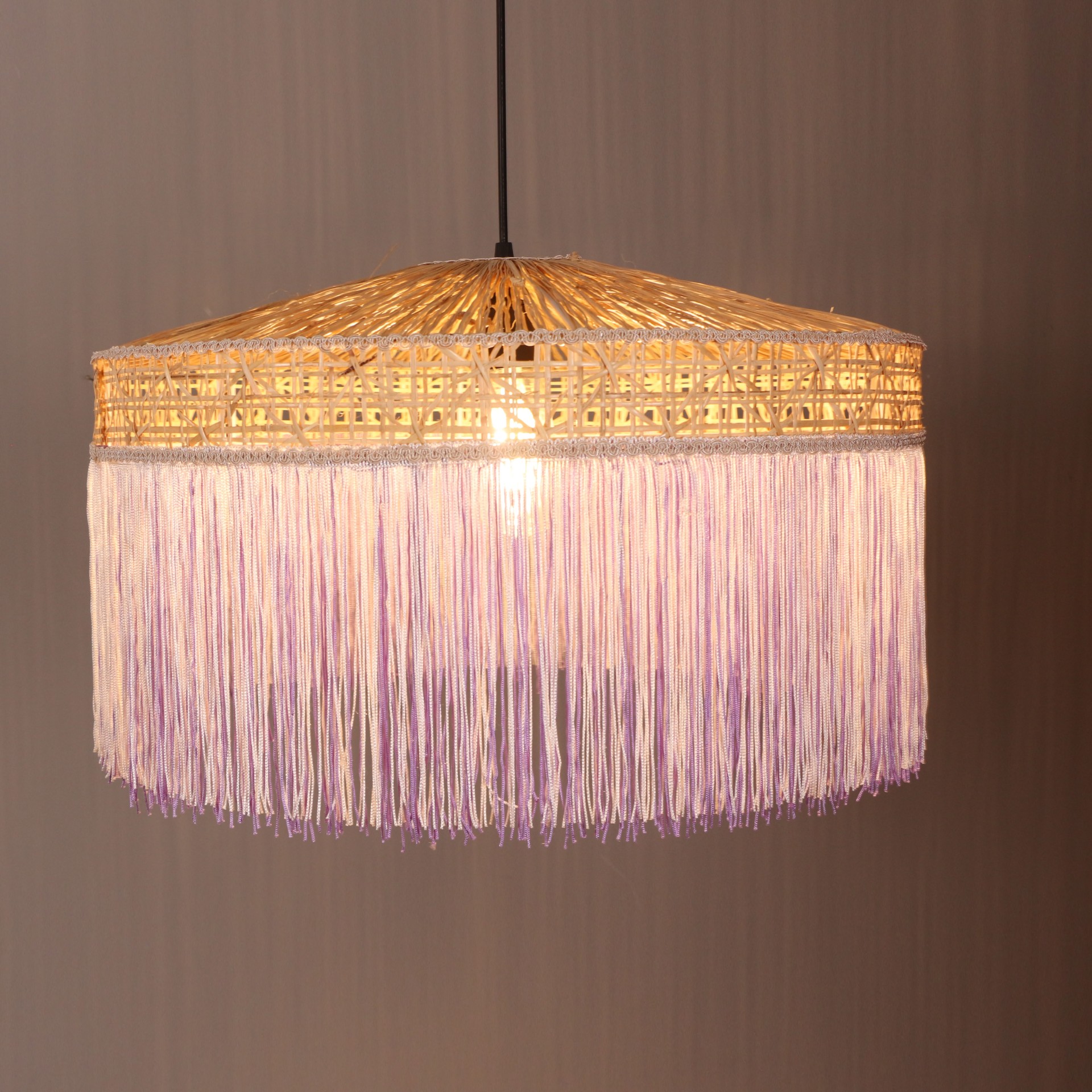 ŞANZELİZE 50x30 cm Doğal Hazeran - RAFYA Avize