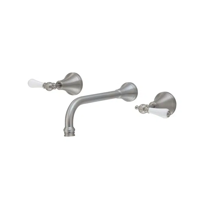 Kado Era Brushed Nickel Wall Bath Set 250mm Lever Porcelain Handle 9512070