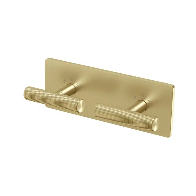 Milli Etch Brushed Gold Dual Mixer Tap System with Square Backplate 21795