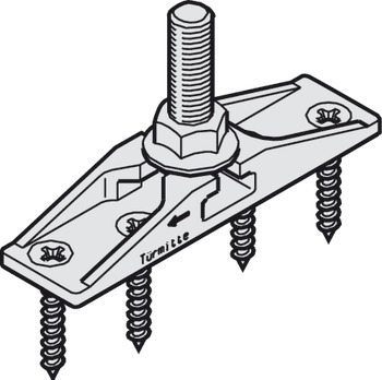 Two-way suspension fitting, with M10 hanger bolt and mounting screws - 940.80.022