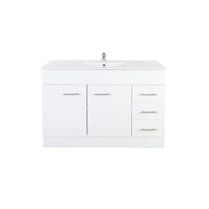 Bristol MK2 1200mm White 1 Door 3 Right Drawer 1 Taphole Vanity Unit 2351536