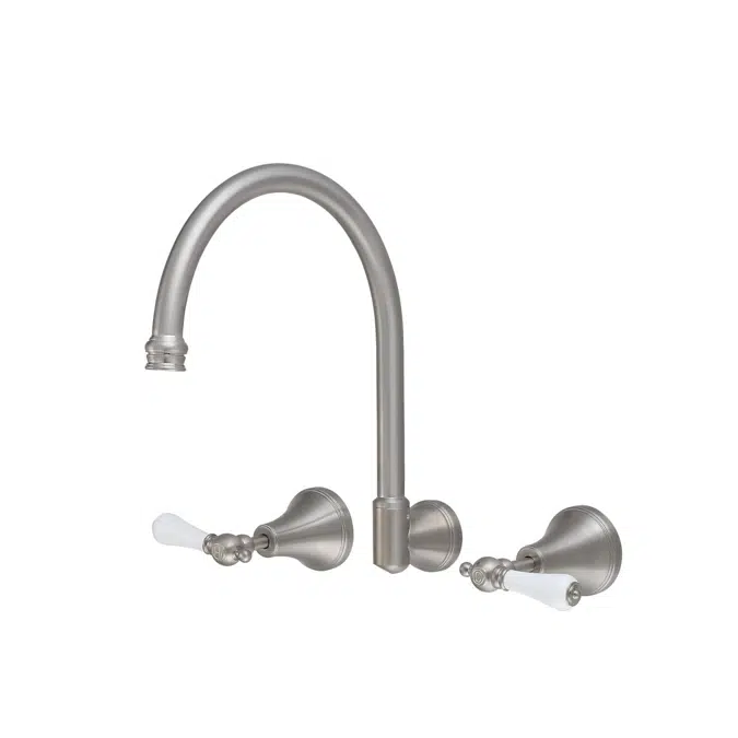 Kado Era Brushed Nickel Wall Sink Set Lever Porcelain Handle 9512061