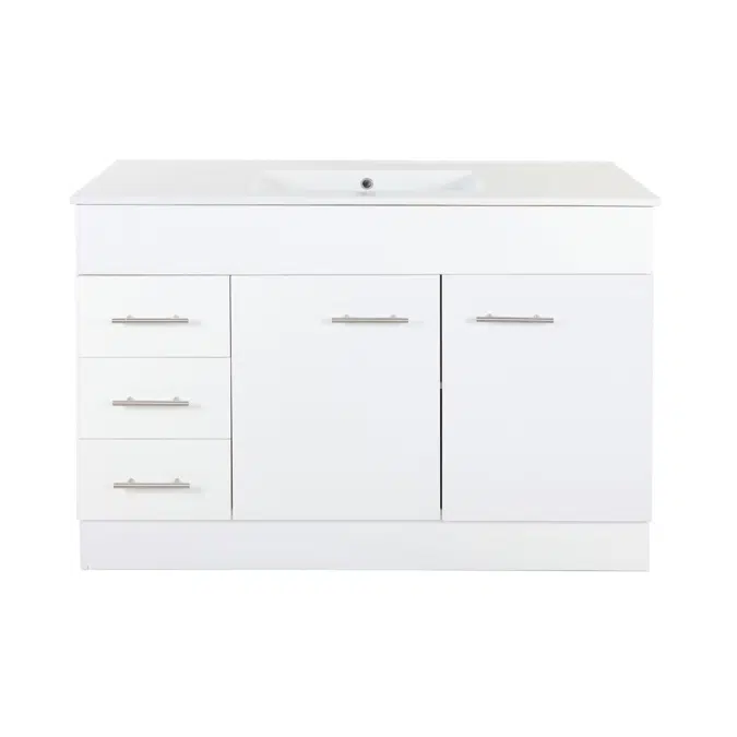 Bristol MK2 1200mm White 1 Door 3 Left Drawer 3 Taphole Vanity Unit 2351539