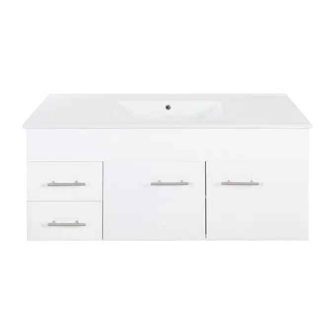 Bristol MK2 1200mm White 1 Door 2 Left Drawer 3 Taphole Wall Vanity 2351543
