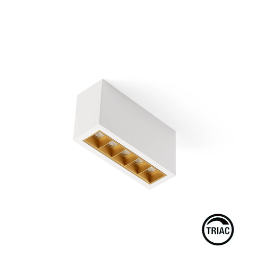 TROOP Surface 5x2W white-gold 15° 4000K CRI90 TRIAC
