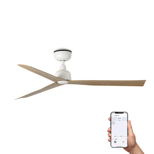 MARINE M Ceiling fan white/oak IP44 TUYA