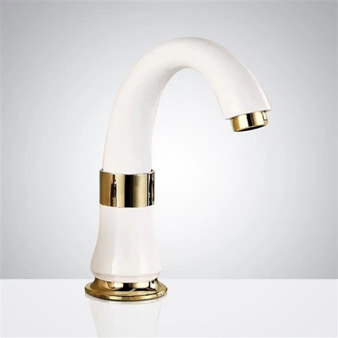 White and Gold Touchless Basin Faucet