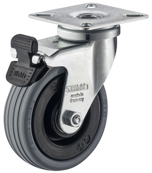 Swivel castor with soft running surface and brake - 663.16.920