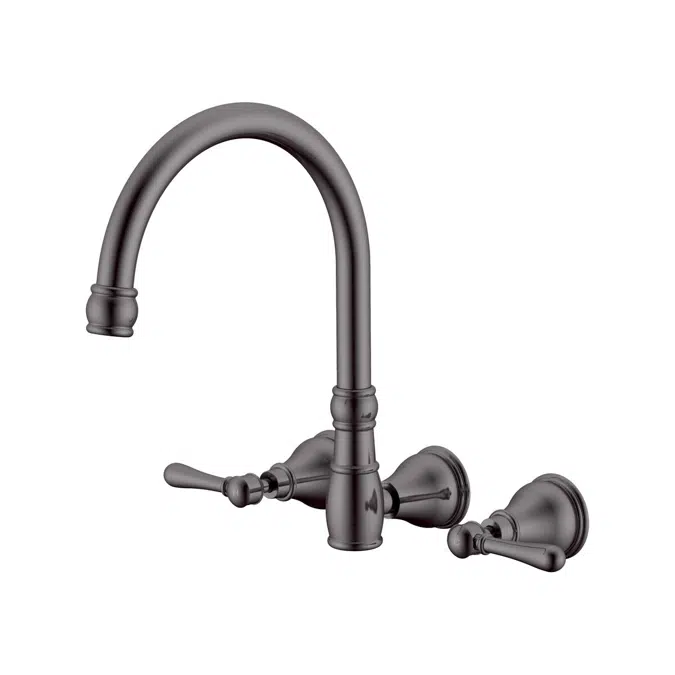 Milli Voir Brushed Gunmetal Lever Handles Wall Sink Set 2265554