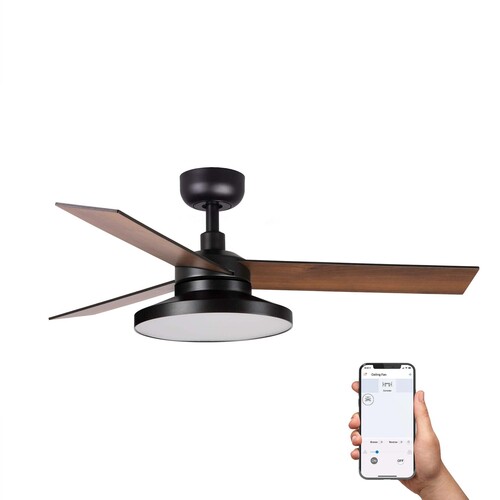 RUDDER TAK S Ceiling fan siyah/ceviz 2700K TUYA