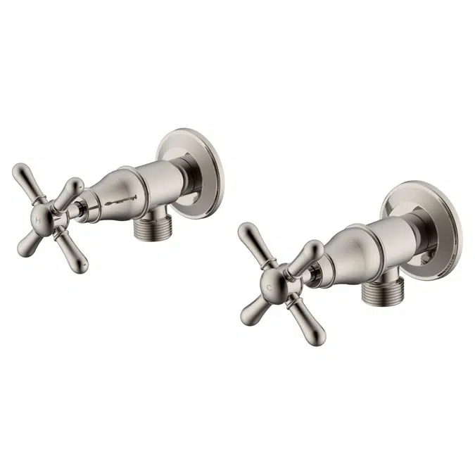 Milli Voir Brushed Nickel Cross Washing Machine Stops 2265498