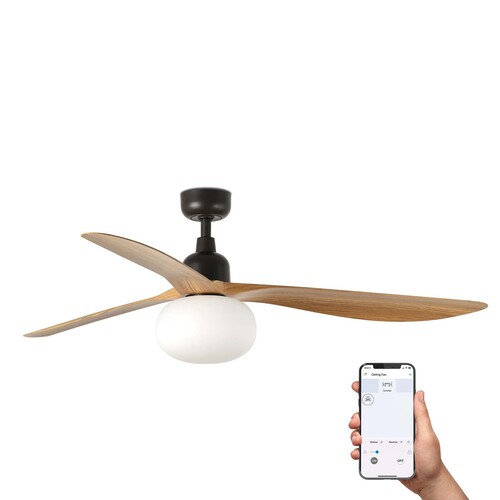 OUTWOOD L Ceiling fan brown/oak IP44 E27 TUYA
